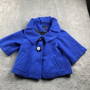 XXI Pea Coat Wool Blend Snap‎ Closure Front Pockets Womens Small Royal Blue